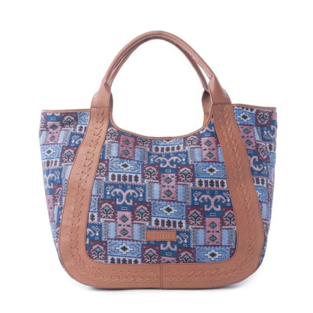 NWT Boutique Western Wagon Trail Jacquard Tote Bag in Dusty Lilac